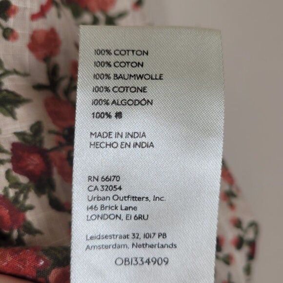 Free People Size M Meant To Be Blouse Vintage Combo Floral Long Sleeve Red Green - Picture 11 of 12